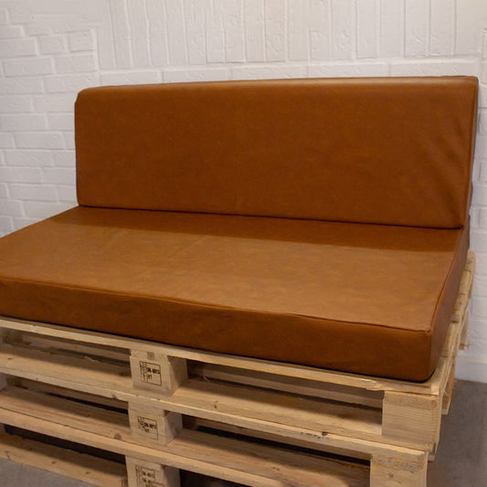 Ryghynde til pallesofa - Cognac kunstlæder